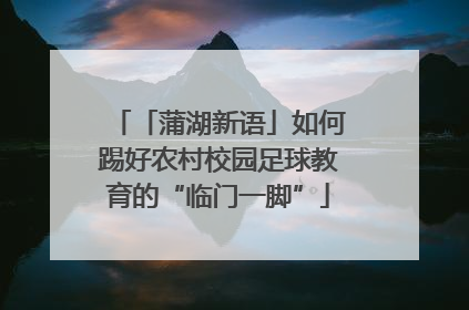 「蒲湖新语」如何踢好农村校园足球教育的“临门一脚”