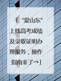 “爱山东”上线高考成绩及录取证明办理服务，操作指南来了→