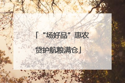 “场好品”惠农贷护航粮满仓