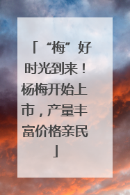 “梅”好时光到来！杨梅开始上市，产量丰富价格亲民