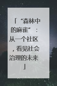 “森林中的麻雀”：从一个社区，看见社会治理的未来