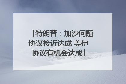 特朗普：加沙问题协议接近达成 美伊协议有机会达成