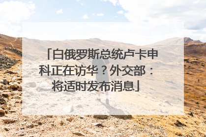 白俄罗斯总统卢卡申科正在访华？外交部：将适时发布消息
