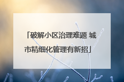 破解小区治理难题 城市精细化管理有新招