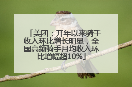 美团：开年以来骑手收入环比增长明显，全国高频骑手月均收入环比增幅超10%