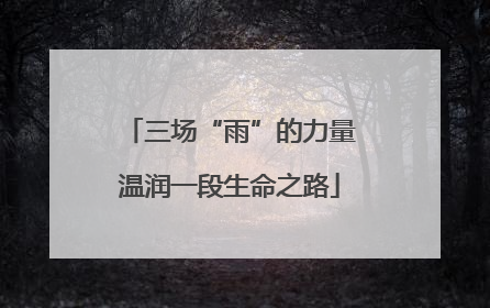 三场“雨”的力量温润一段生命之路