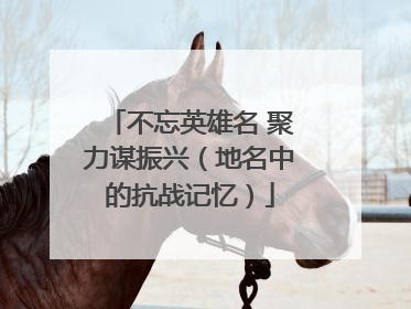 不忘英雄名 聚力谋振兴（地名中的抗战记忆）