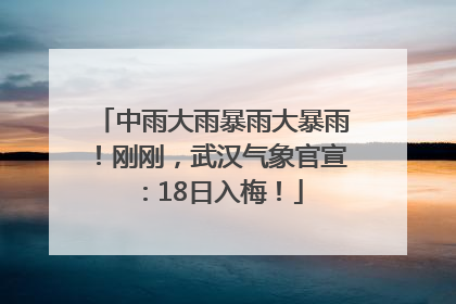 中雨大雨暴雨大暴雨！刚刚，武汉气象官宣：18日入梅！