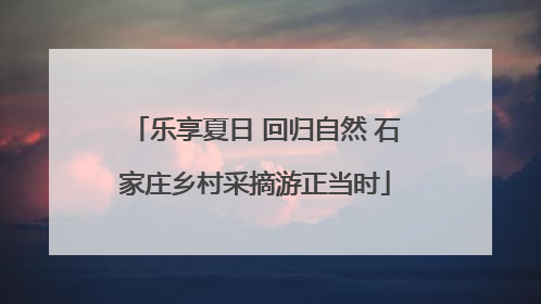 乐享夏日 回归自然 石家庄乡村采摘游正当时