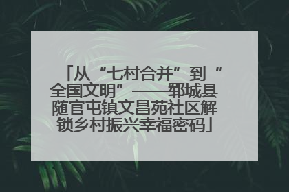 从“七村合并”到“全国文明”——郓城县随官屯镇文昌苑社区解锁乡村振兴幸福密码