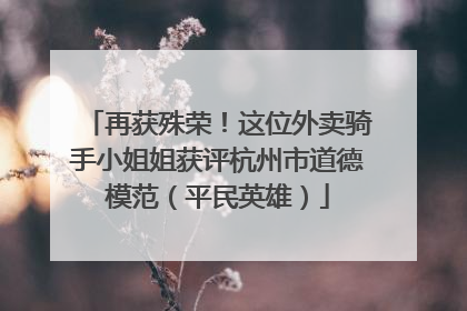 再获殊荣！这位外卖骑手小姐姐获评杭州市道德模范（平民英雄）