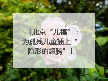 北京“儿福”：为孤残儿童插上“隐形的翅膀”