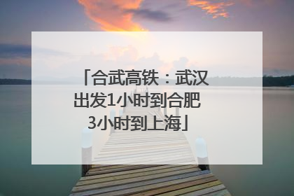 合武高铁：武汉出发1小时到合肥3小时到上海