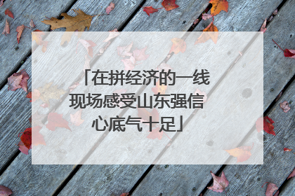 在拼经济的一线现场感受山东强信心底气十足