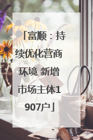 富顺：持续优化营商环境 新增市场主体1907户