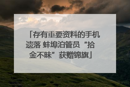 存有重要资料的手机遗落 蚌埠泊管员“拾金不昧”获赠锦旗