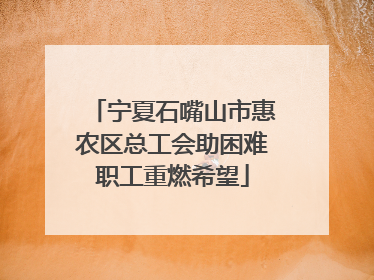 宁夏石嘴山市惠农区总工会助困难职工重燃希望