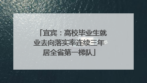 宜宾：高校毕业生就业去向落实率连续三年居全省第一梯队