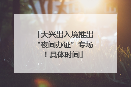 大兴出入境推出“夜间办证”专场！具体时间