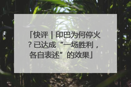 快评｜印巴为何停火？已达成“一场胜利，各自表述”的效果