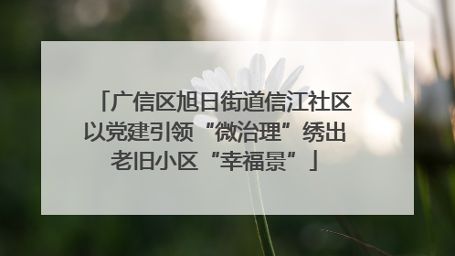 广信区旭日街道信江社区以党建引领“微治理”绣出老旧小区“幸福景”
