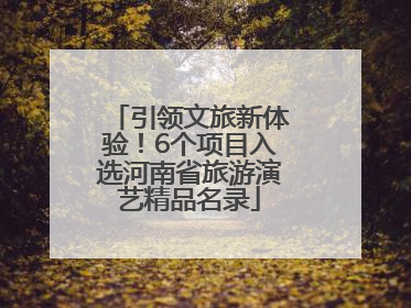 引领文旅新体验！6个项目入选河南省旅游演艺精品名录