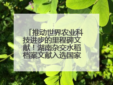 推动世界农业科技进步的里程碑文献！湖南杂交水稻档案文献入选国家级名录