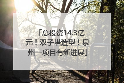 总投资14.3亿元！双子塔造型！泉州一项目有新进展