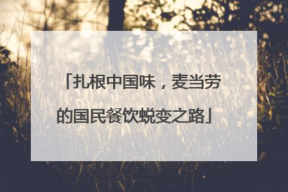 扎根中国味，麦当劳的国民餐饮蜕变之路