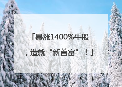 暴涨1400%牛股，造就“新首富”！