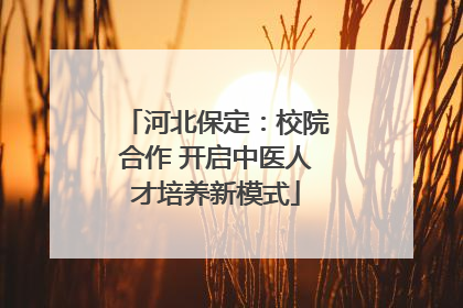 河北保定：校院合作 开启中医人才培养新模式
