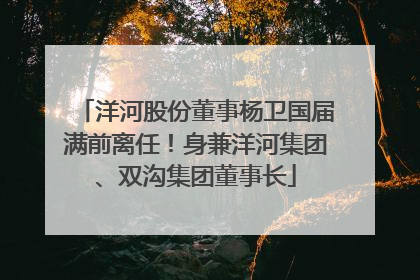 洋河股份董事杨卫国届满前离任！身兼洋河集团、双沟集团董事长