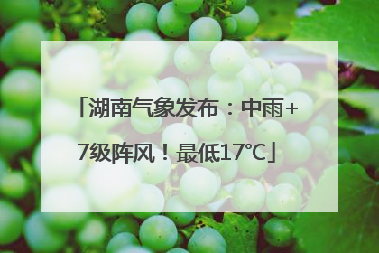 湖南气象发布：中雨+7级阵风！最低17℃
