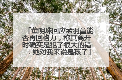 董明珠回应孟羽童能否再回格力，称其离开时确实是犯了很大的错：她对我来说是孩子