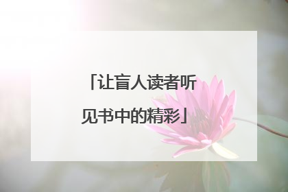 让盲人读者听见书中的精彩