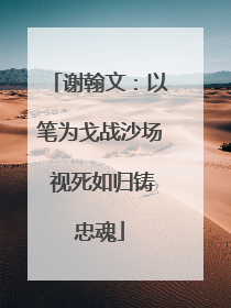 谢翰文：以笔为戈战沙场 视死如归铸忠魂