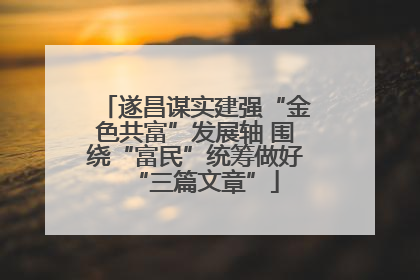 遂昌谋实建强“金色共富”发展轴 围绕“富民”统筹做好“三篇文章”