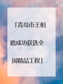 青岛市王相路成功获选全国精品工程