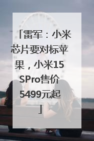 雷军：小米芯片要对标苹果，小米15SPro售价5499元起
