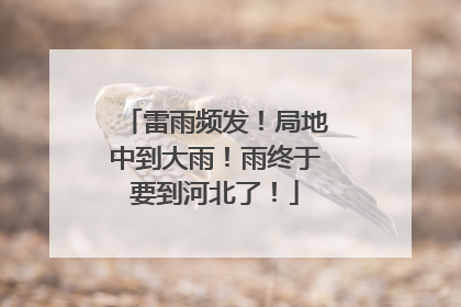 雷雨频发！局地中到大雨！雨终于要到河北了！