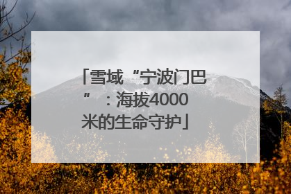 雪域“宁波门巴”：海拔4000米的生命守护